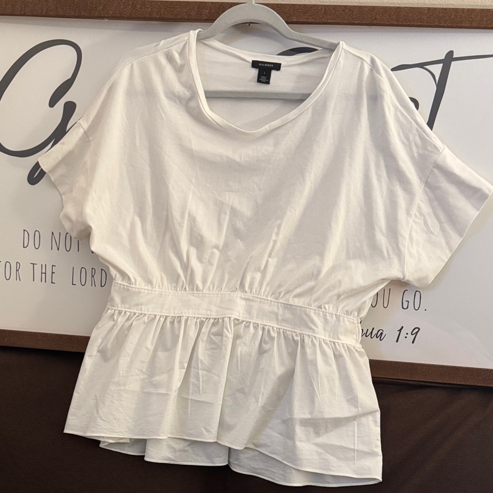 Halogen Cream Peplum Blouse